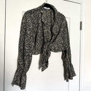 Sandro Floral Tie Crop